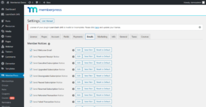 MemberPress - Settings - Emails Tab