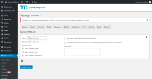 MemberPress - Settings - Payments Tab