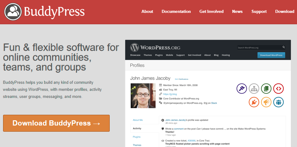 Buddypress page screenshot